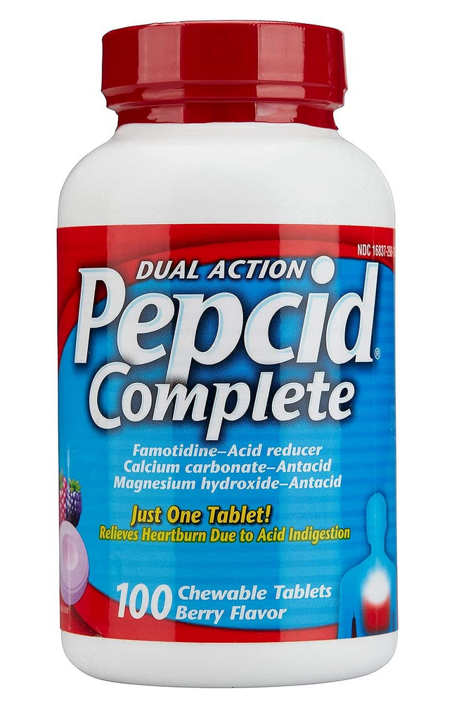 PEPCID COMPLETE 100 ct chewable BERRY flavor antacid DUAL ACTION acid reducer-image