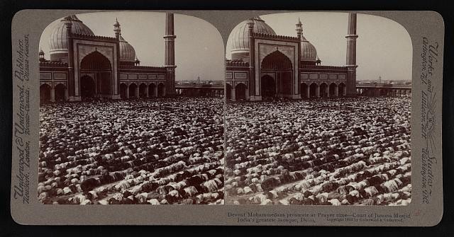Photo:Delhi India 1903 Jama Masjid Prayer Crowd Mosque Stereoview Print