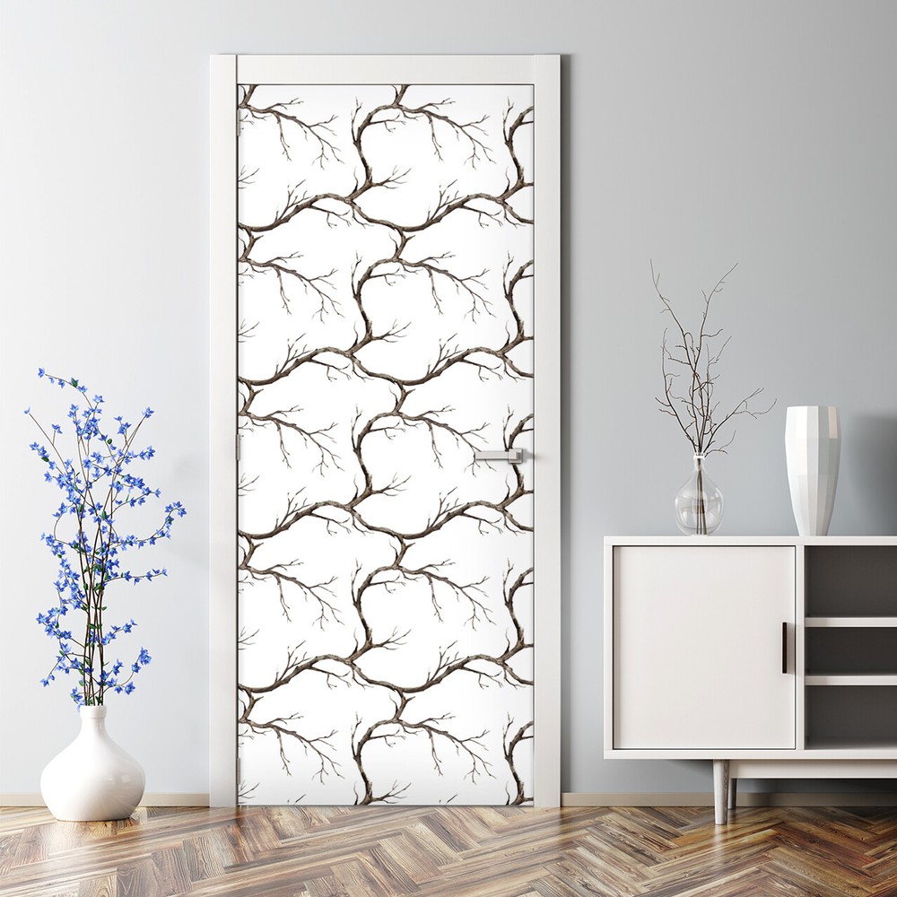 Tree Branches nature retro vintage style forest woods woodland autumn Door Decal