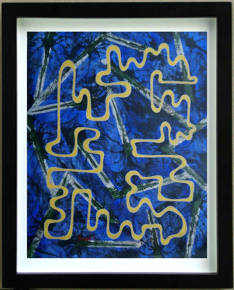 Abstract Composition Signed Tempe Canvas 20th Century Art (G)