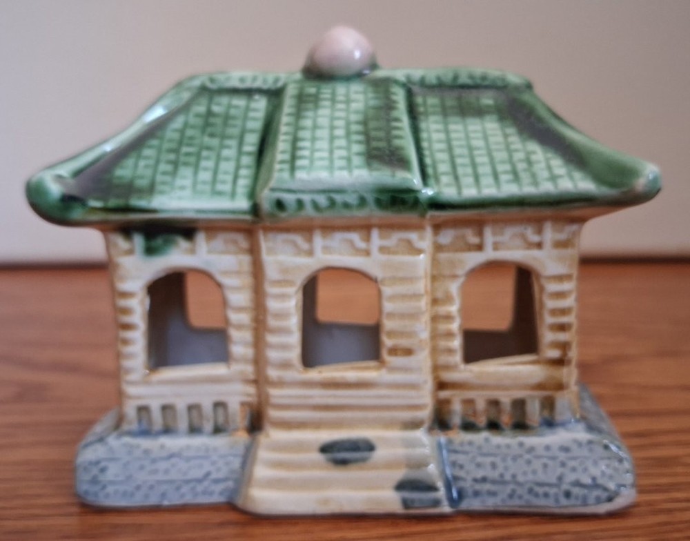 Vintage Glazed Ceramic Pagoda Figurine