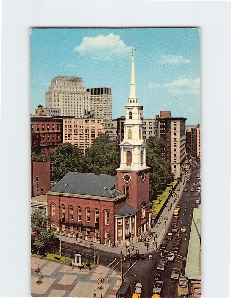 Postcard Park Street Church Freedom Trail Boston Massachusetts USA