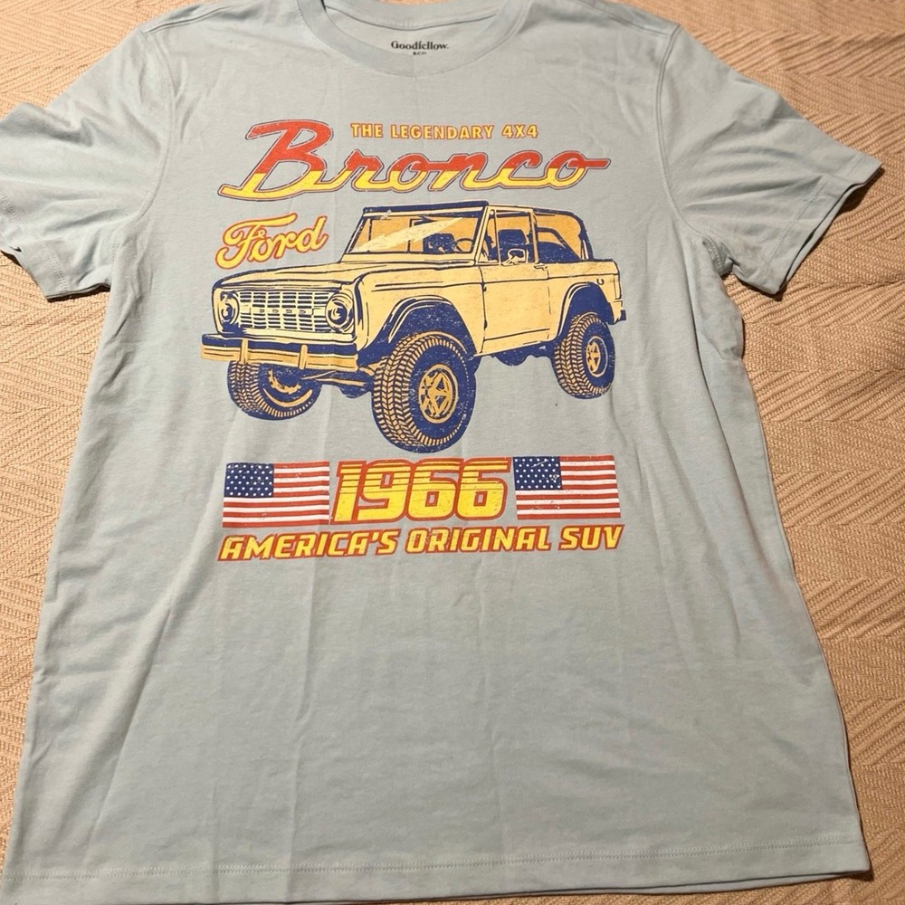 Goodfellow & Co Men's Blue Ford Bronco Graphic Tee Size L New Without Tags
