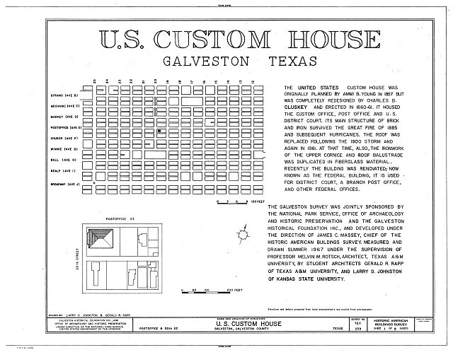 Photo:Galveston Texas U.S. Custom House 1900s Historic Building Plan HABS