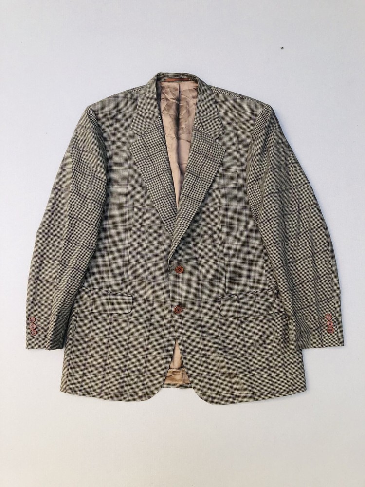 VTG Burberrys 100% Wool Plaid Blazer Sport Coat Tan/Brown Size 54 L
