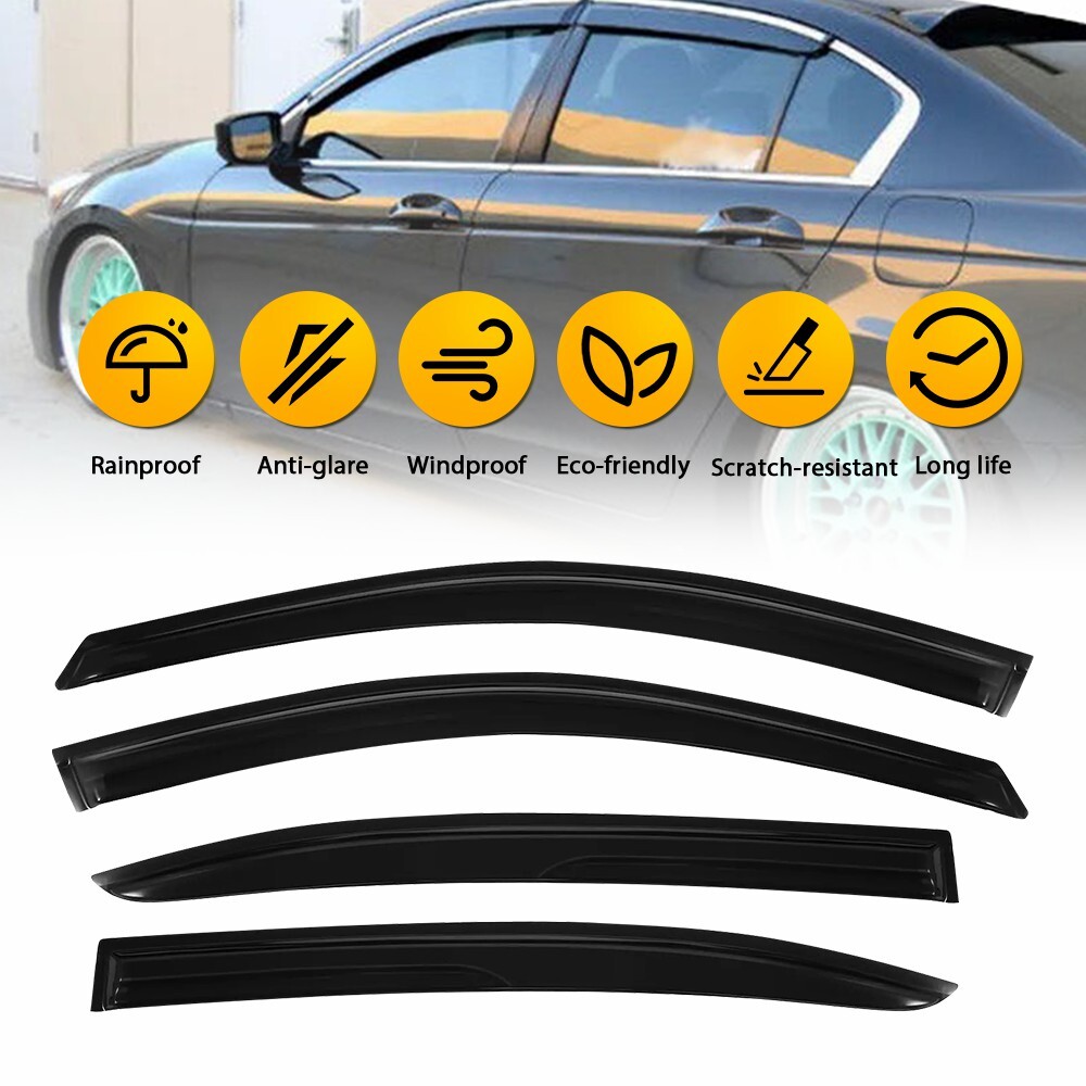 Se adapta a 08-12 Honda Accord Sedán 4 puertas acrílico ventana viseras lluvia protector solar 4 piezas EC