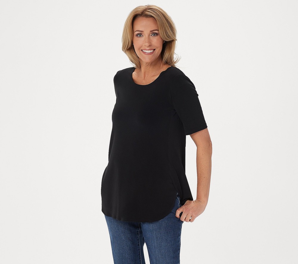 Susan Graver Plus Size Modern Essentials Liquid Knit Tunic in Black Size 3X A352184