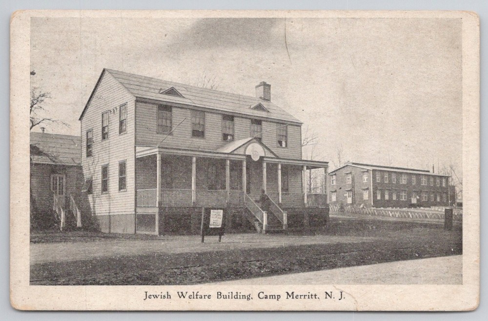 Jewish Welfare Building Camp Merritt NJ WWI Era Hament-Romans Postcard