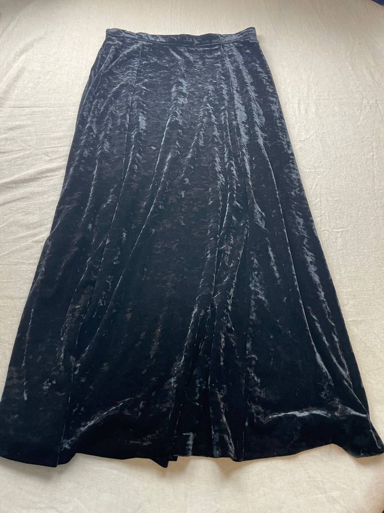 Preston & York Maxi Skirt 14 Black Crushed Velvet Whimisgoth Fairy Boho Vintage