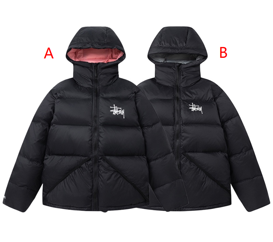Stussy Down Coat Nylon Puffer Jacket Black