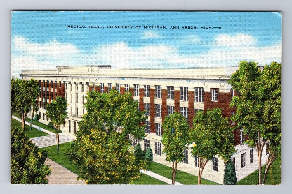 Ann Arbor MI-Michigan, Aerial Medical Building, Antique, Vintage c1949 Postcard