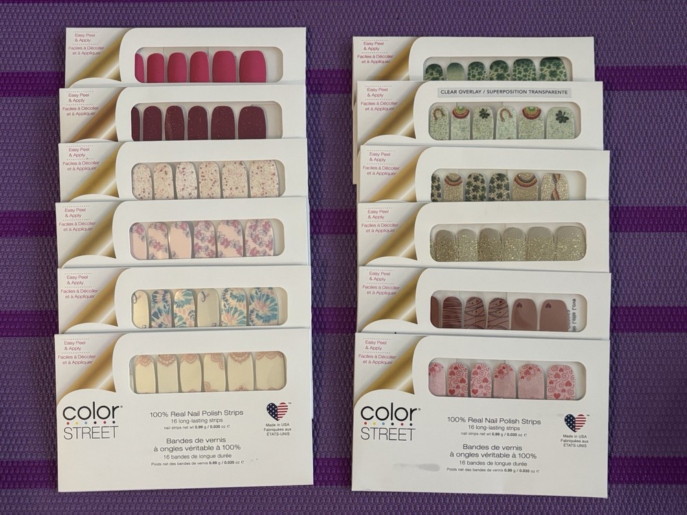 Color Street Nail Polish Strips Lot 12 Floral Pink St Patricks glitter Valentine