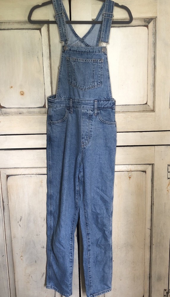 Levis Overalls Womens X-Small W25 Blue Denim Bib  Logo Patch Medium Wash