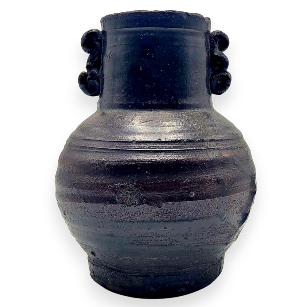 Seto Pottery Vase Edo Period 19th Century Japanese Antique Ceramic Jar 7.9 inch