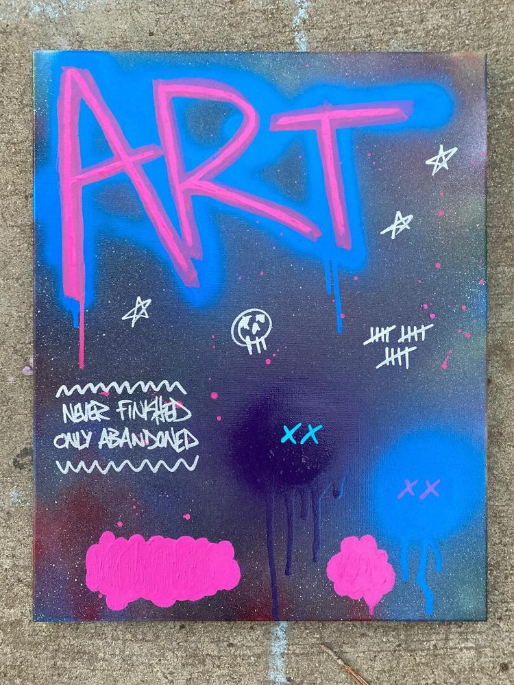 NYC Original Pop Art Abstract Spray Paint Graffiti Painting Canvas Street Art-image