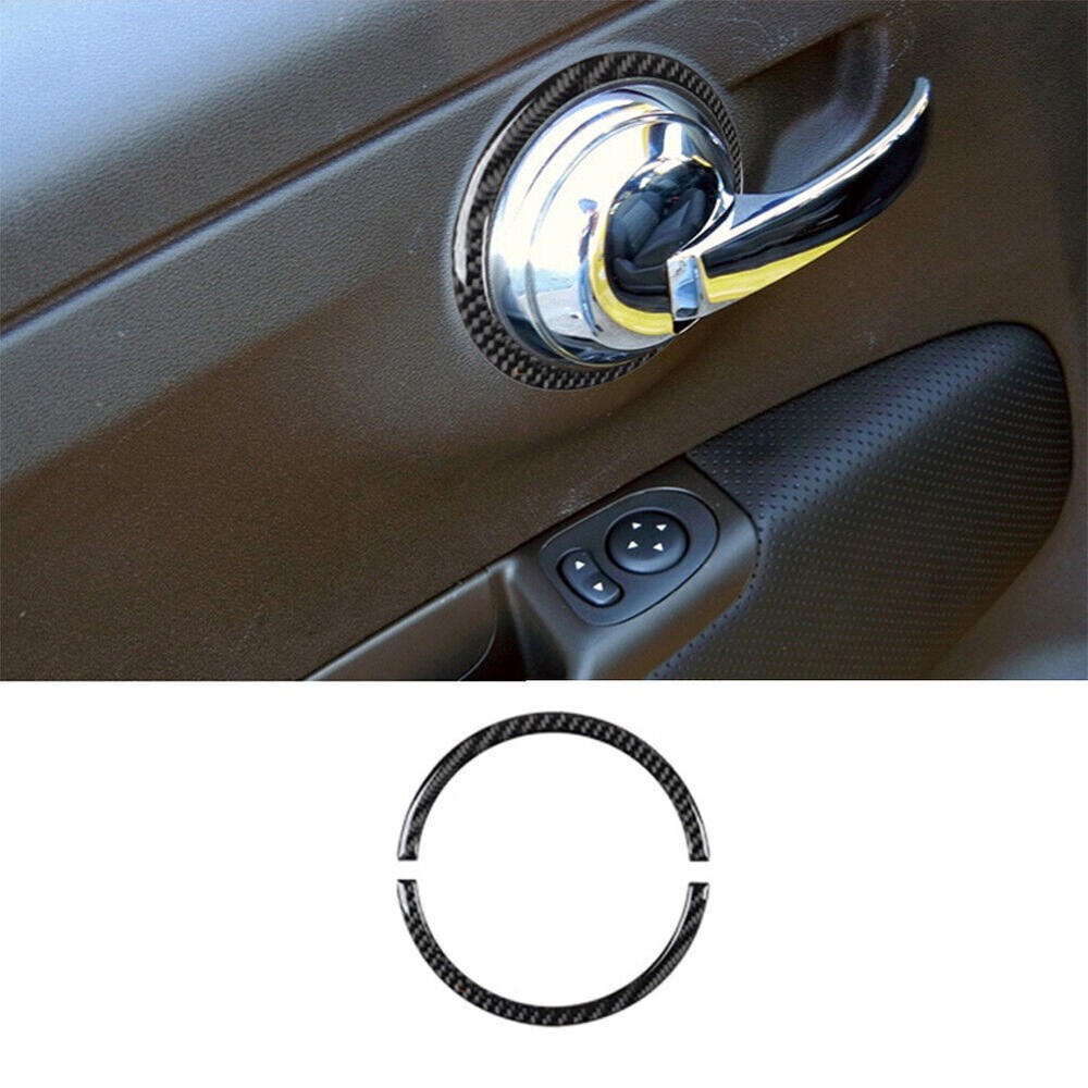 2Pcs Carbon Fiber Interior Decor Door Handle Cover Trim For 2012-2015 Fiat 500