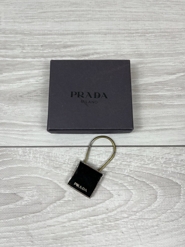 Vintage 00s Prada Keychain Black Metal One Size Unisex