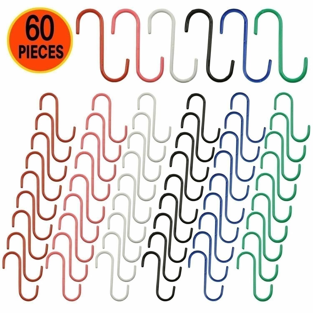 Wellmax S Hooks for Hanging, Heavy Duty S Shaped Hooks, Colored Metal S Hook...
