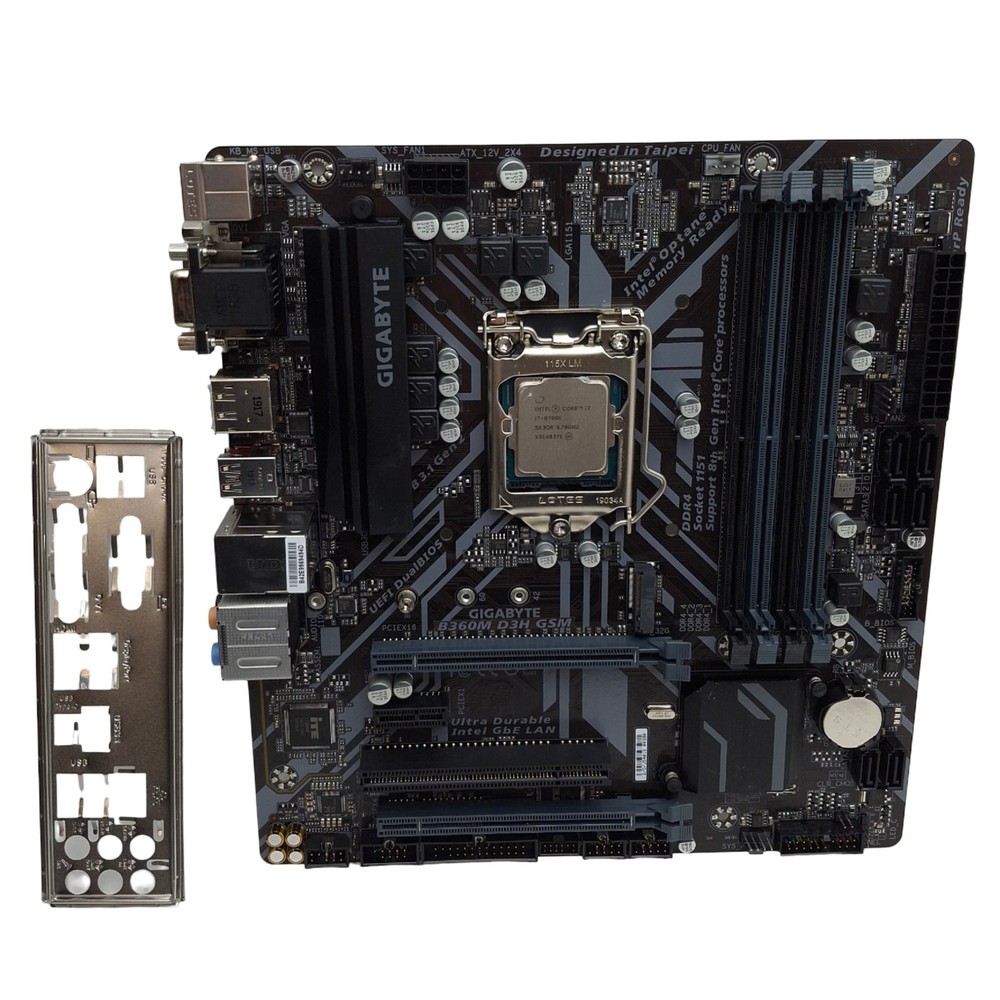 GIGABYTE B360M D3H GSM mATX Motherboard, w/ I7-8700K, 4x DIMM, PCIe x16/1/4, PCI