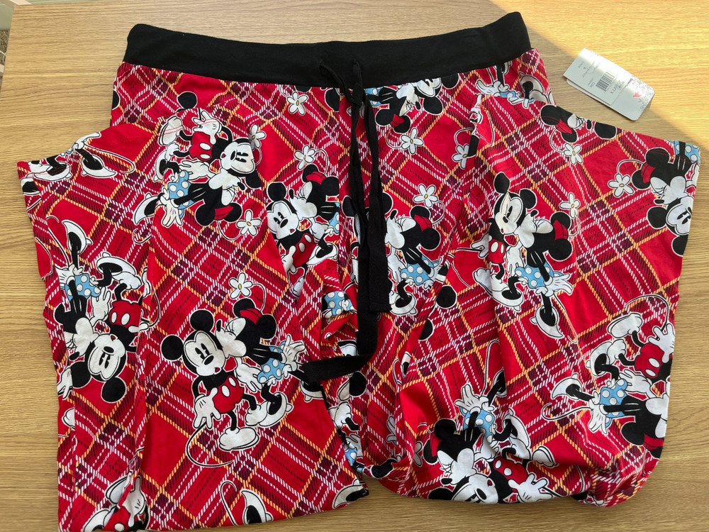 Disney Mickey & Minnie Mouse Pajama Pants Red 100% Cotton Sleepwear Womens XL