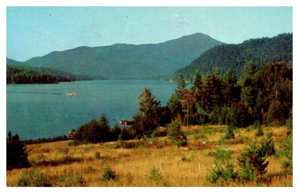 1950s View of Whiteface Mountain & Lake Placid New York Vintage Postcard