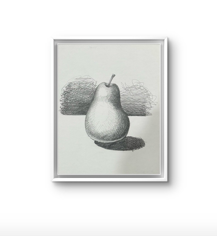 Charcoal Drawing Sketch Pear Still Life 9x12 paper Wall Art Home decor Original
