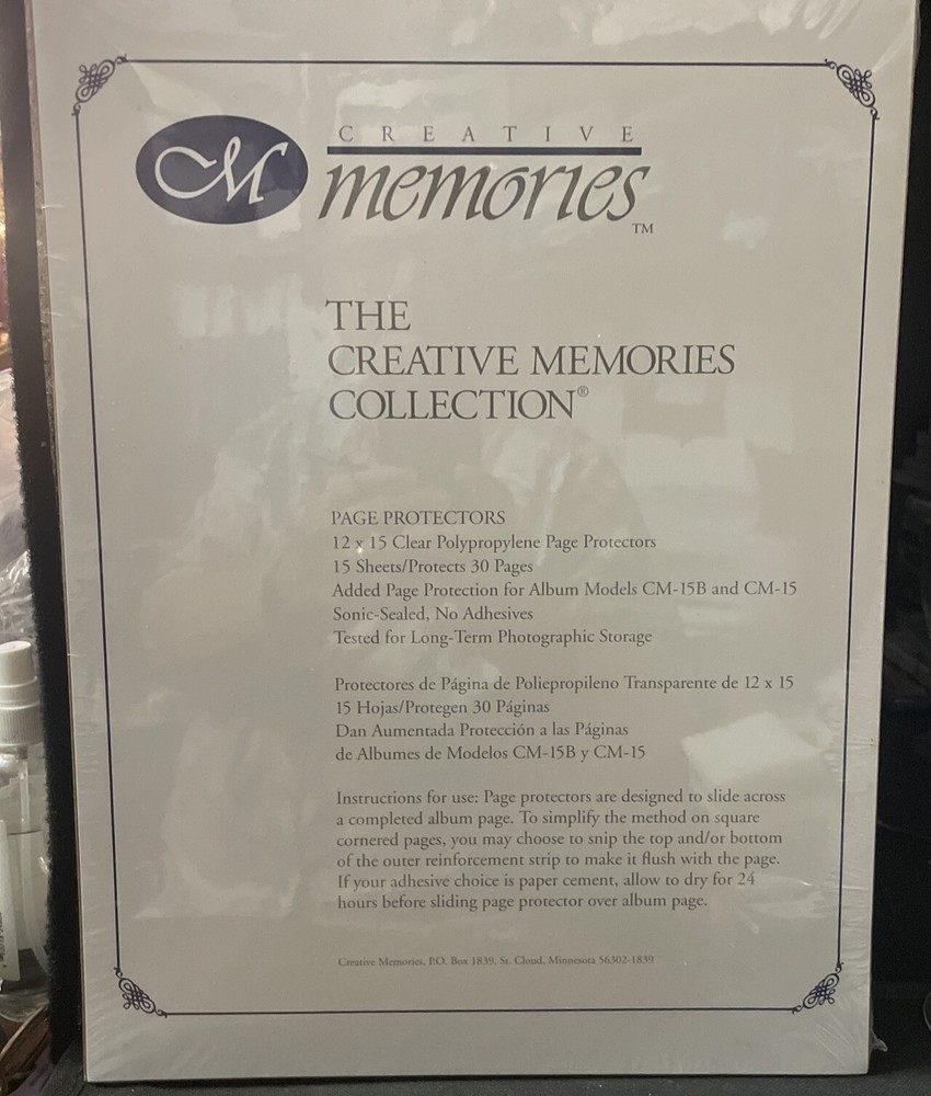 Creative Memories 12 X 15 Scrapbook Page Protectors 15 Sheets Clear - New Sealed