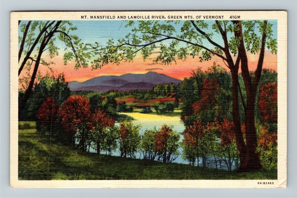 VT-Vermont, Mt Mansfield And Lamoille River, Scenic, Vintage Postcard