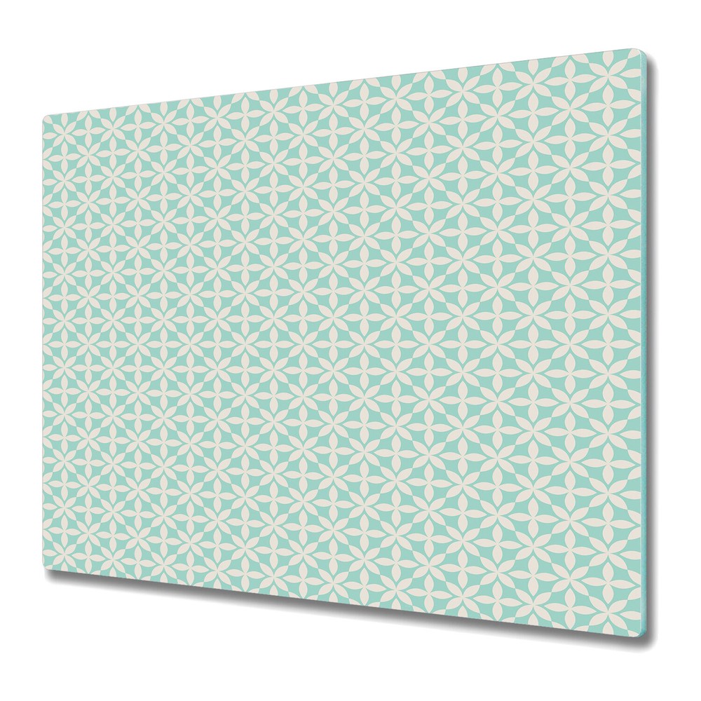 Glass Induction Ceramic Hob Cover Vintage chic green and grey 60x52