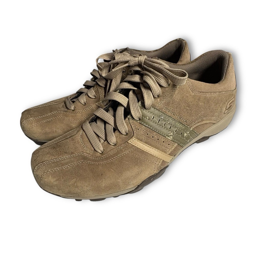Skechers Shoes Mens 11.5 Lace Up Oxford Sneakers 50567 Brown Grey Leather