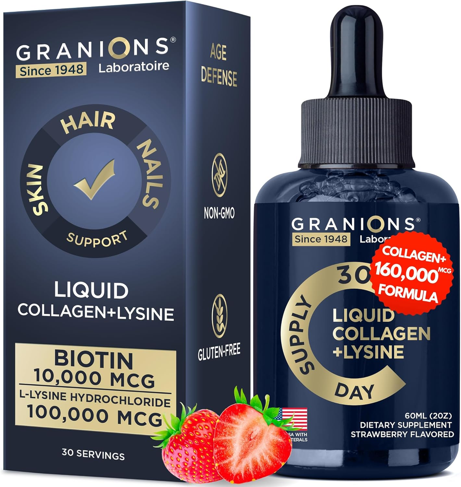 Liquid Collagen Peptides with Biotin and L-Lysine - Max Hair Skin and Nails Liqu