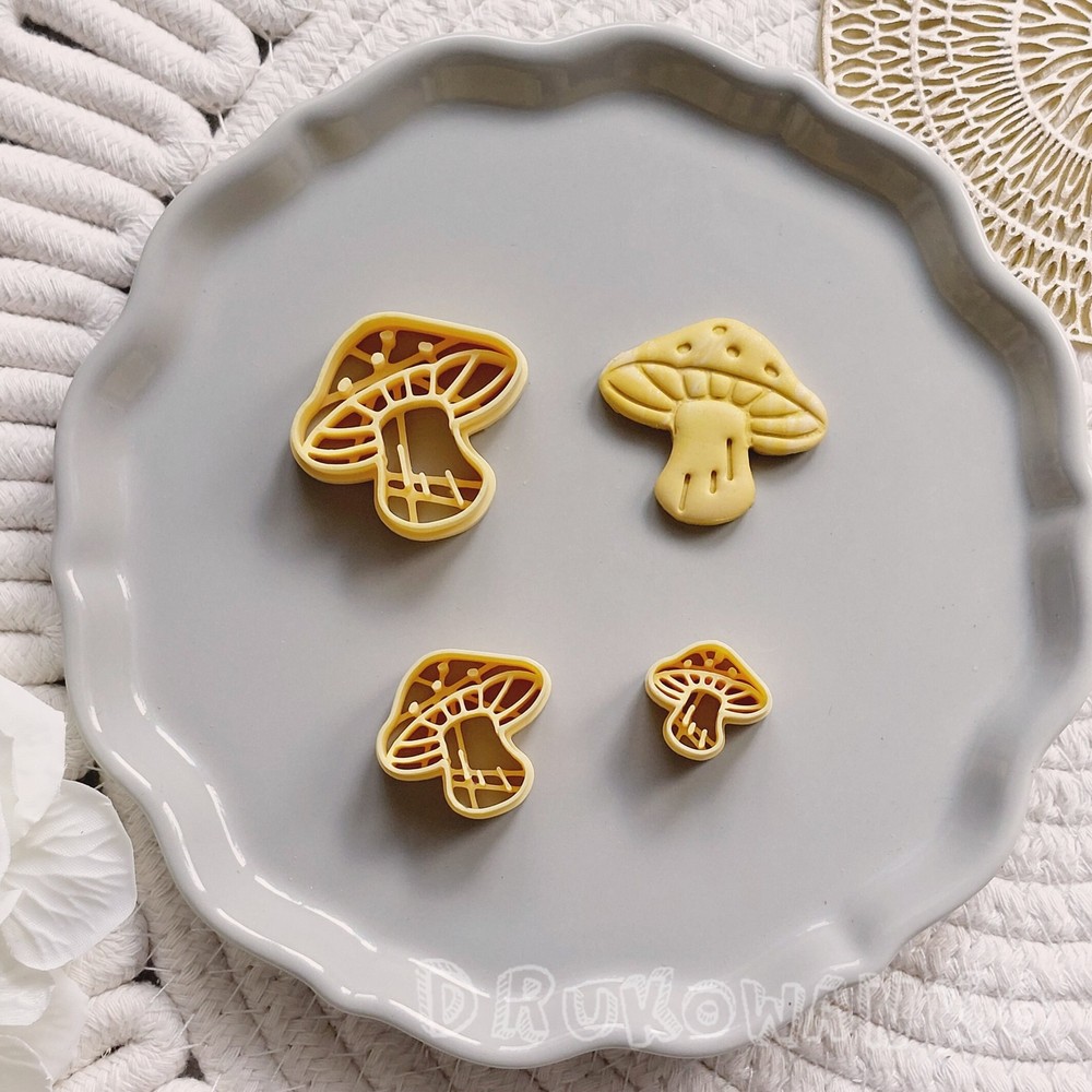 Mushroom Forest Fungus Fungi 6 Polymer Clay Cutter For Earring Jewelry