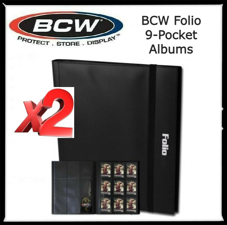 2 BCW 9 Pocket Black Album Holds 360 Cards 20 Double-Sided Pages Acid-Free-image
