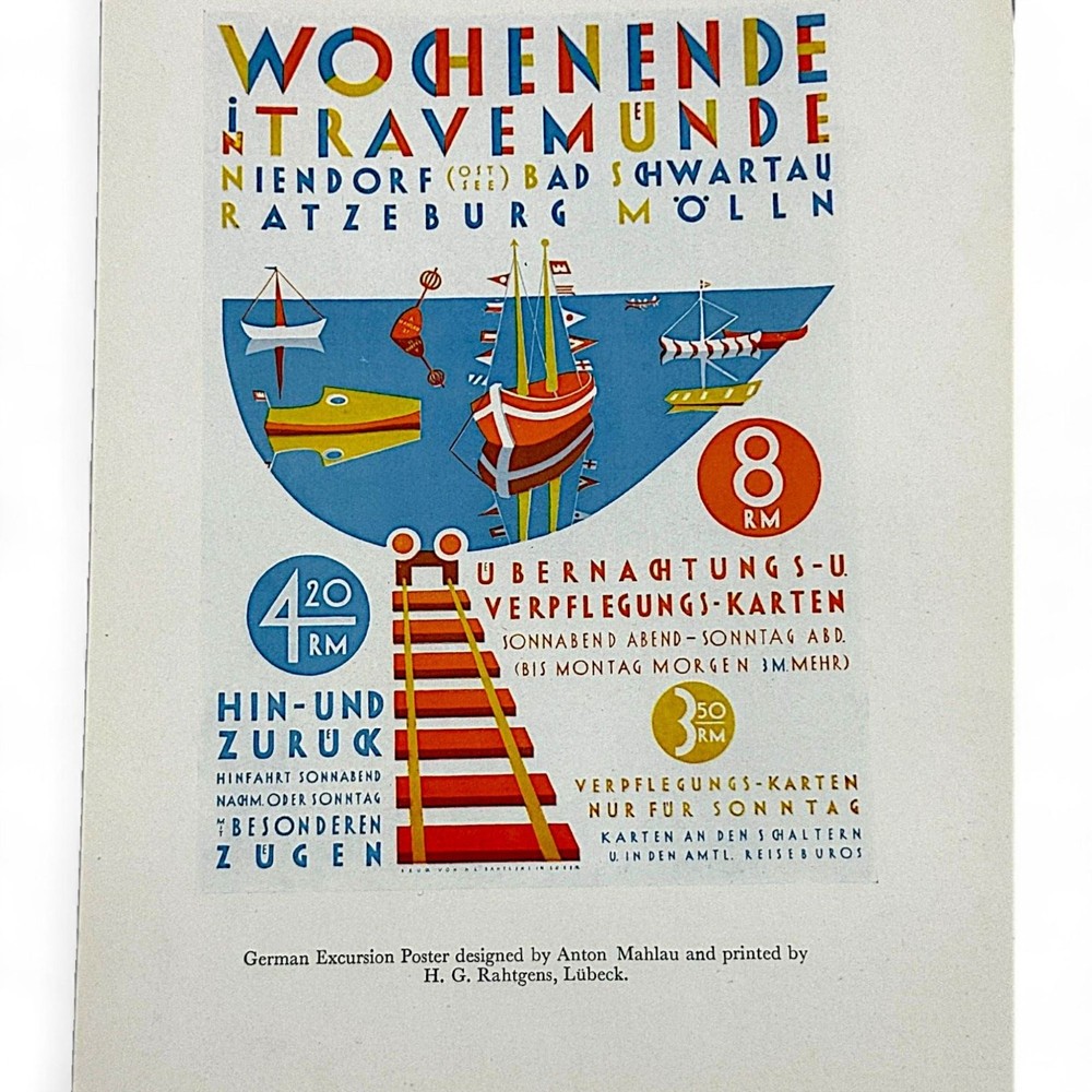 1928 German Travel Poster Art Deco Anton Mahlau Excursion Original Vintage Print
