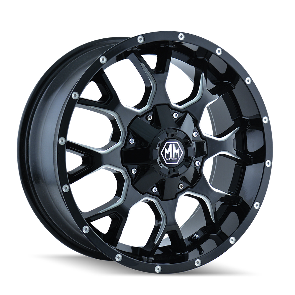MAYHEM WARRIOR 8015 GLOSS BLACK MILLED 17X9 8-170 18MM 125.2MM