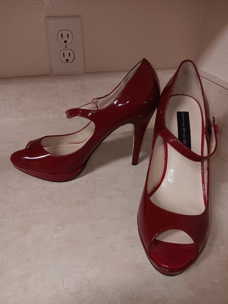 Steven by Steve Madden Brytni Women's Leather Sexy Red Cherry Heels 9M READ