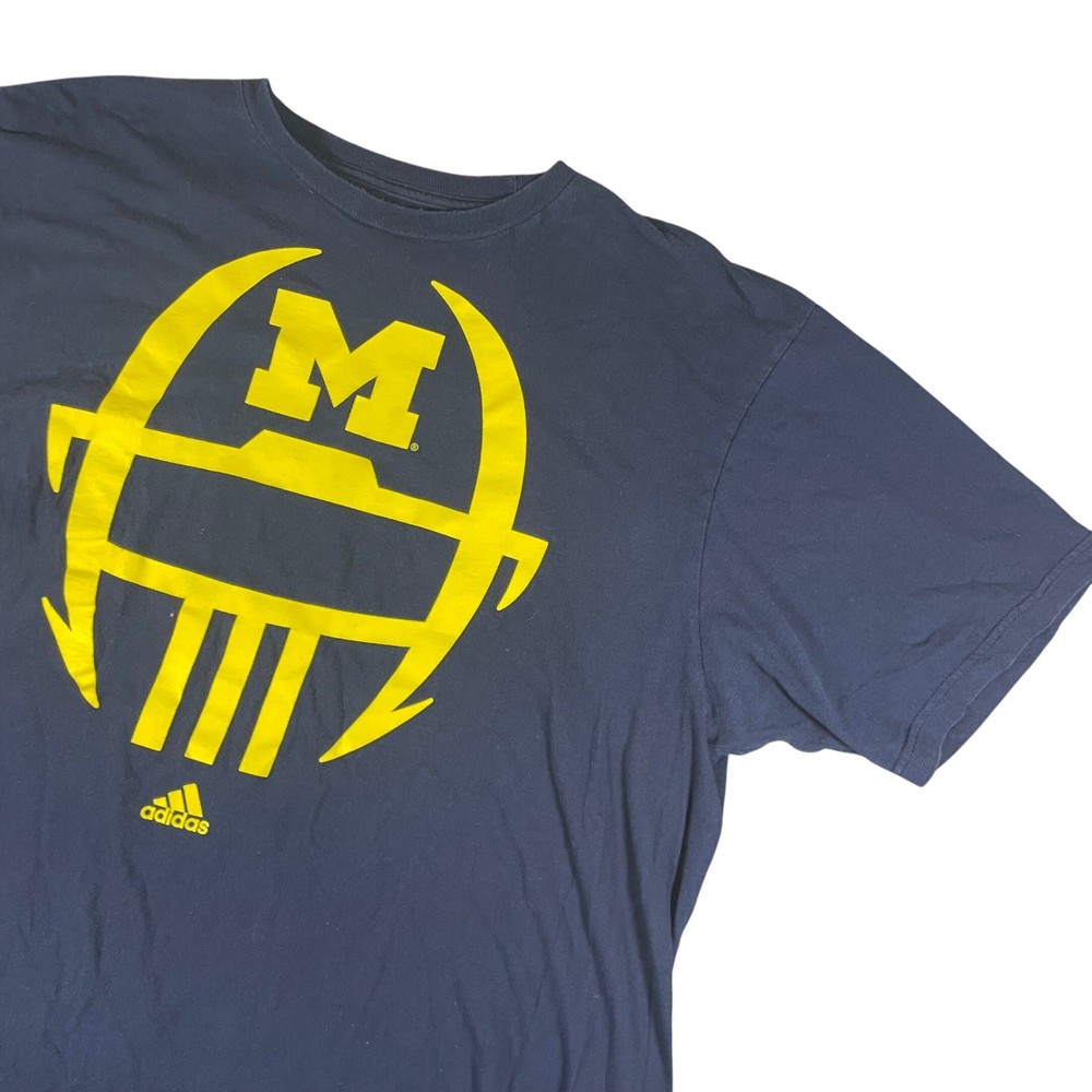 Adidas Michigan Wolverines T Shirt Mens XL Blue Collegiate Tee NCAA Football