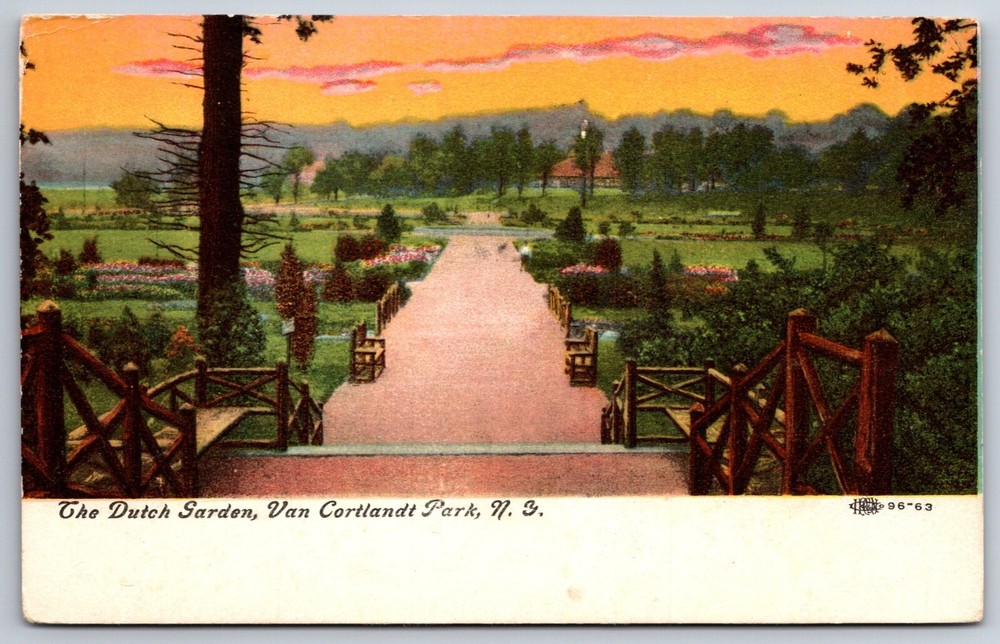New York City~View Of The Dutch Garden @ Van Cortlandt Park~Vintage Postcard