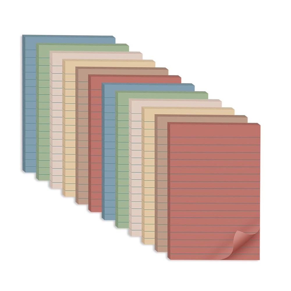 (12 Pack) Lined Sticky Notes 4x6 in,Large Notepads with Lines,Ruled Stickies ...