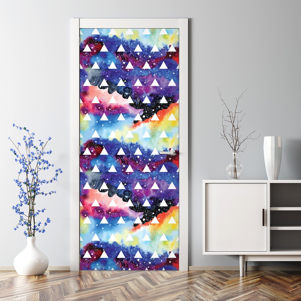 Galaxy Bubble Free Door sticker Colourful blue and yellow Decal Decor