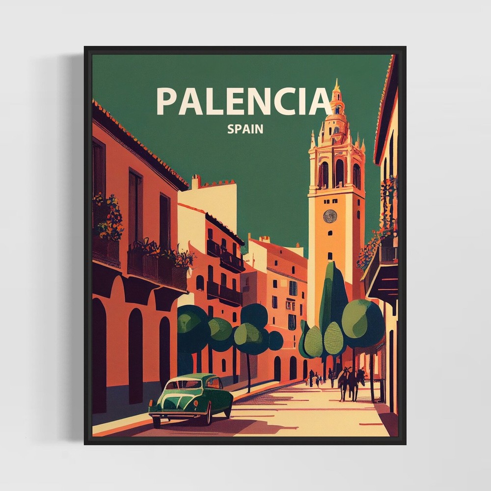 Palencia Spain Retro Art Print Palencia Wall Art Illustration Palencia Vintage