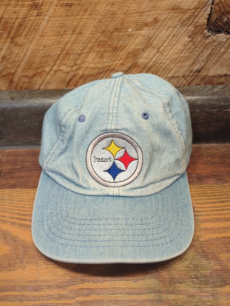Vintage Pittsburgh Steelers Dad Cap Hat Strap Back Denim Embroidered