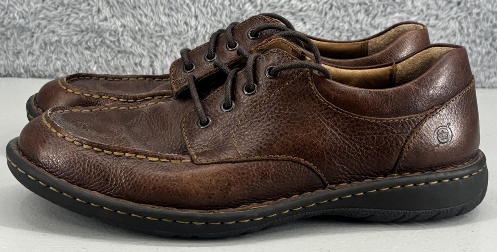 Mens Born Boat Shoes Size 9 Color Brown Leather Casual Lace Up Low Top