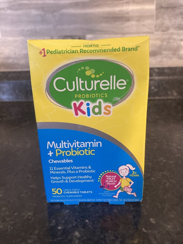Culturelle Probiotics Kids Multivitamin Chewables Tabs 50ct Fruit Punch Exp 6/26