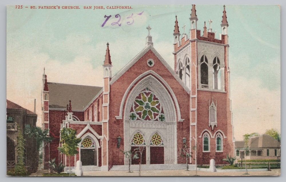 San Jose California~St Patrick's Church~Vintage Postcard