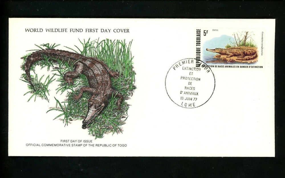Postal History Togo FDC #960 animals reptile crocodile 1977