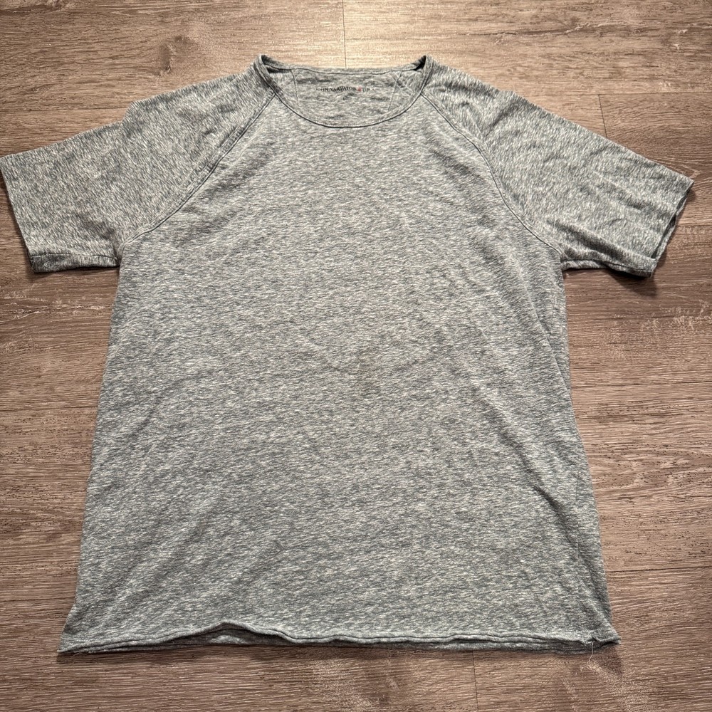 John Varvatos Shirt Mens Large Gray Short Sleeve Grunge Minimal Heathered Cotton