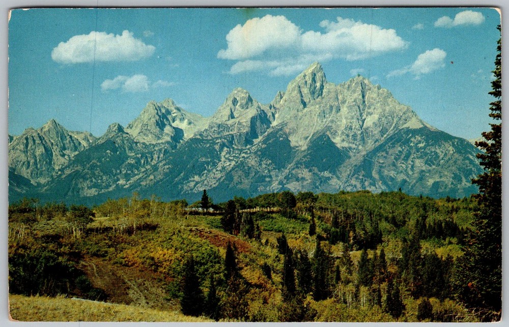 Vtg Postcard Grand Teton Peaks, Wyoming 1950s