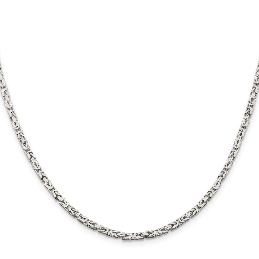 Sterling Silver 2.5mm Byzantine Chain Necklace 24 Inch for Women 22.13 Grams