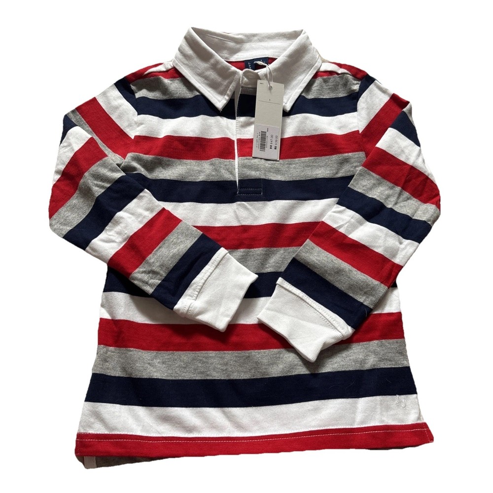 Janie and Jack New with Tags Polo Striped Long Sleeve Size 5 Boys Blue White Red